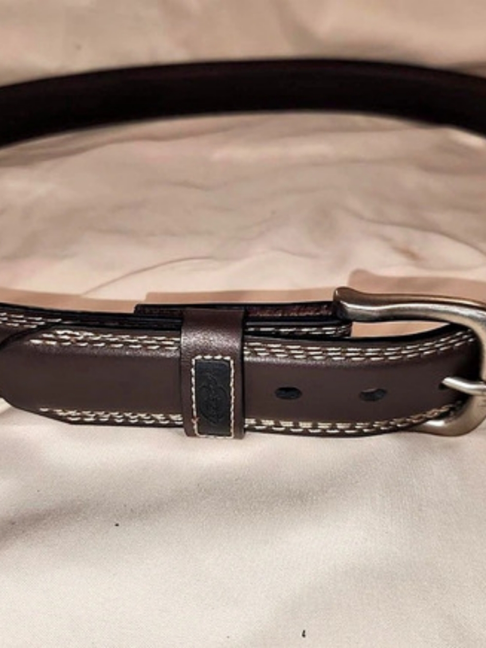 Dickies Men's 35mm Reversible Contrast Stitched Leather Belt Brown